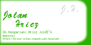 jolan hricz business card